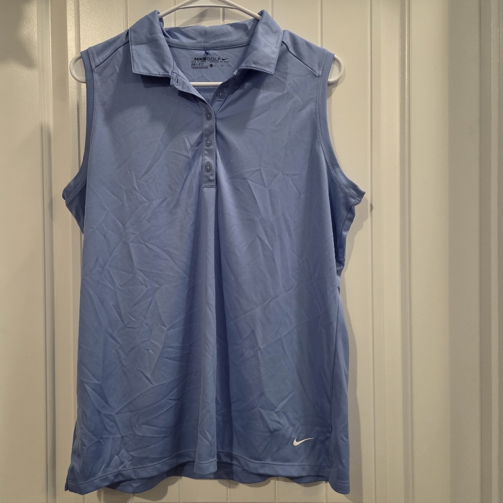 Nike Women's Light Blue Sleeveless Golf Polo Tank